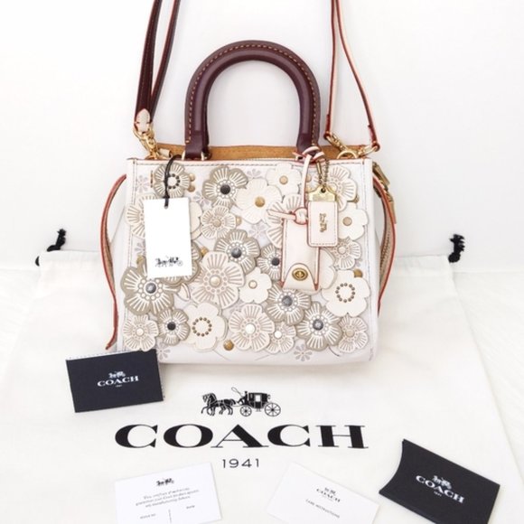 Coach Handbags - NWT Coach 1941 Tea Rose Rogue 25 Bag Chalk/Brass